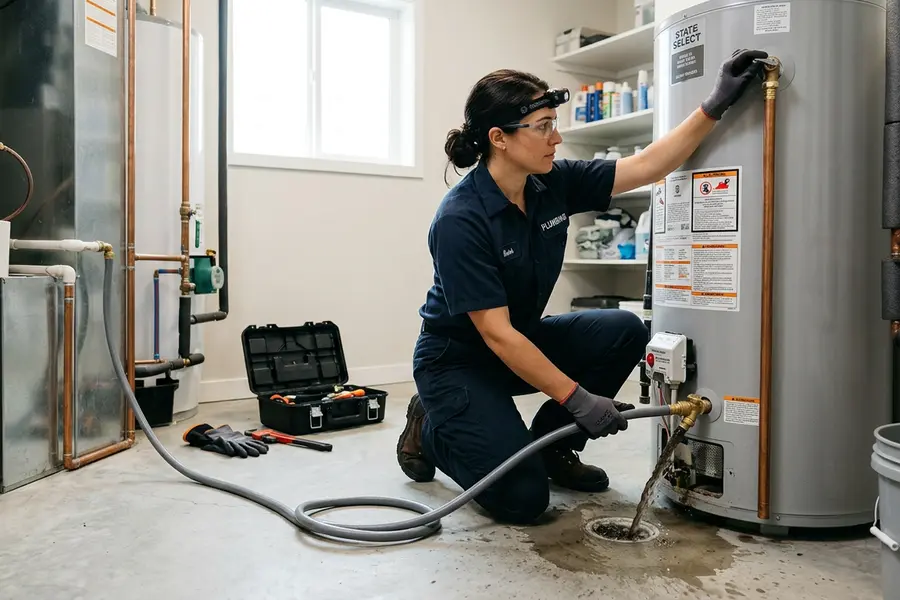 Water Heater Jockey specialist repairing a water heater in Cossayuna